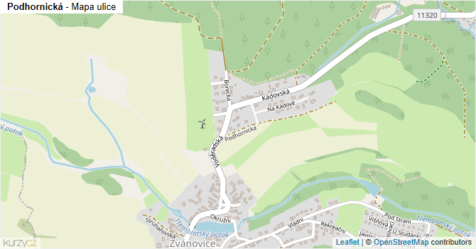 Podhornická - mapa ulice