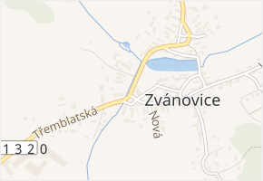 Růžové nám. v obci Zvánovice - mapa ulice