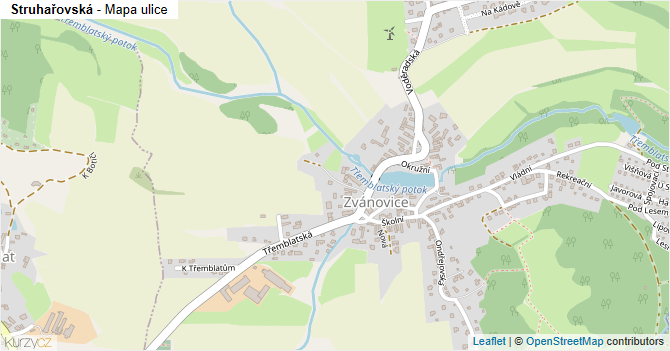 Struhařovská - mapa ulice