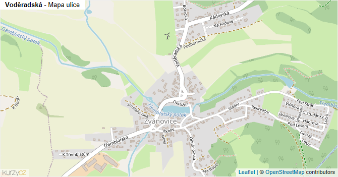 Voděradská - mapa ulice