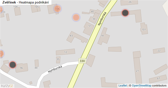 Zvěřínek - mapa podnikání
