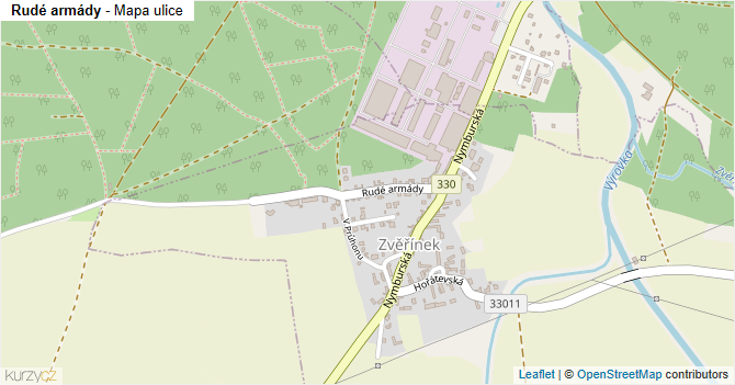 Rudé armády - mapa ulice