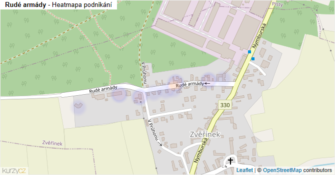 Rudé armády - mapa podnikání