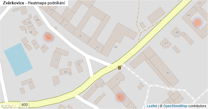 Zvěrkovice - mapa podnikání