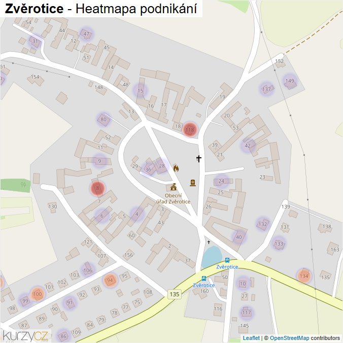 Mapa Zvěrotice - Firmy v části obce.