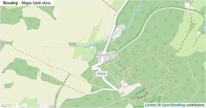 Roudný - mapa části obce
