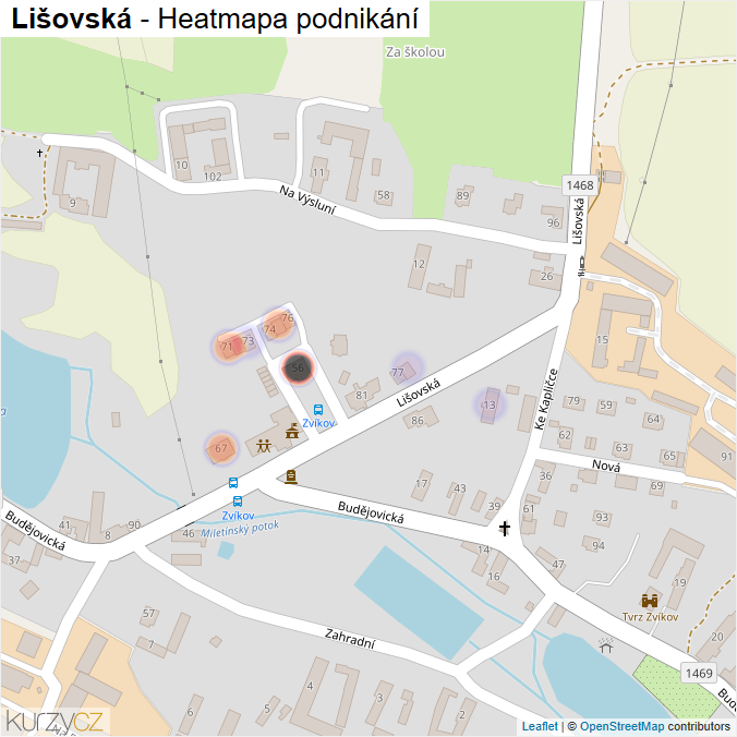 Mapa Lišovská - Firmy v ulici.