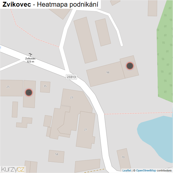 Mapa Zvíkovec - Firmy v obci.