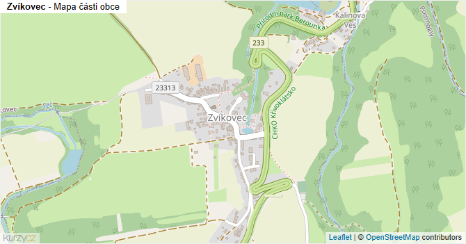 Zvíkovec - mapa části obce