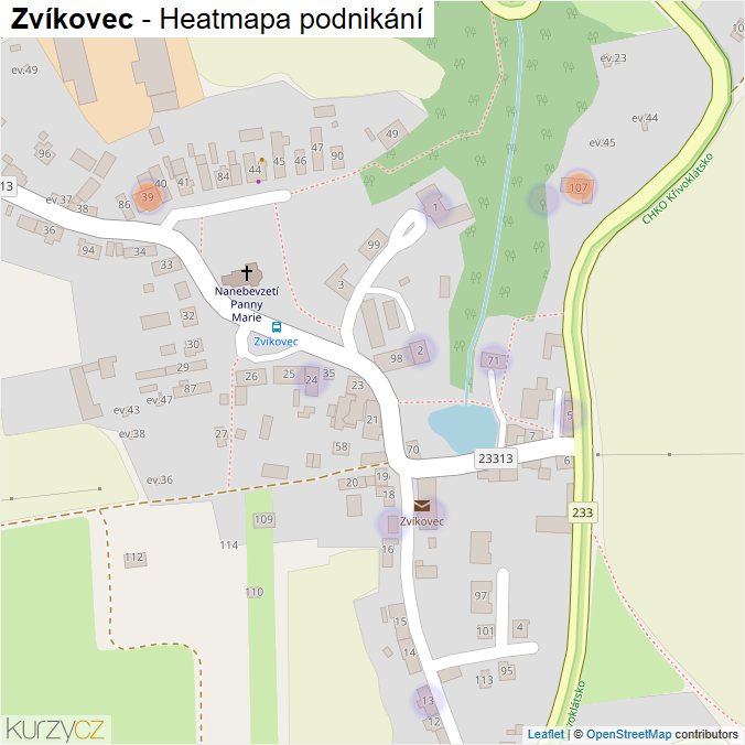 Mapa Zvíkovec - Firmy v části obce.