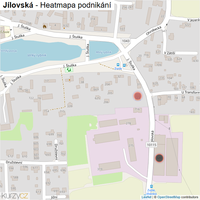 Mapa Jílovská - Firmy v ulici.