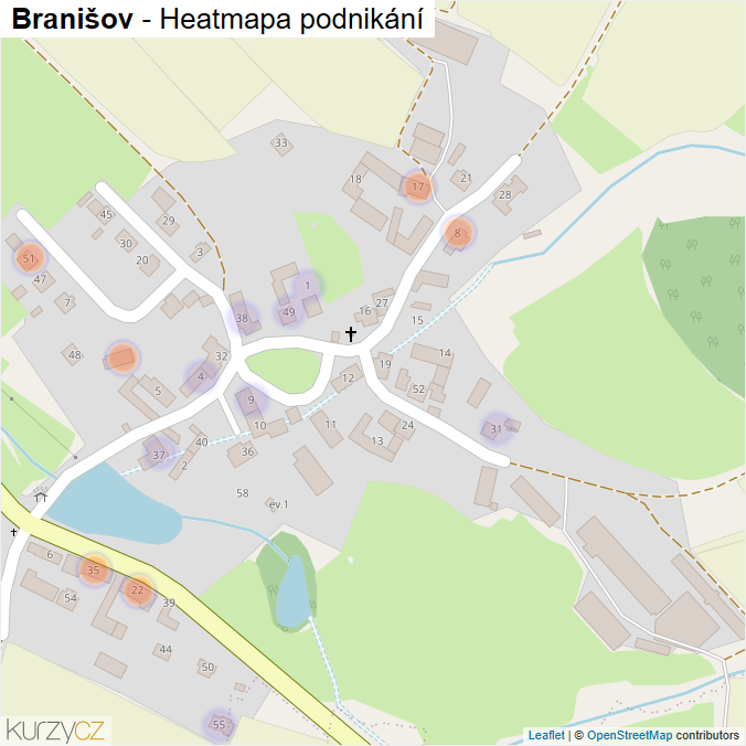 Mapa Branišov - Firmy v části obce.