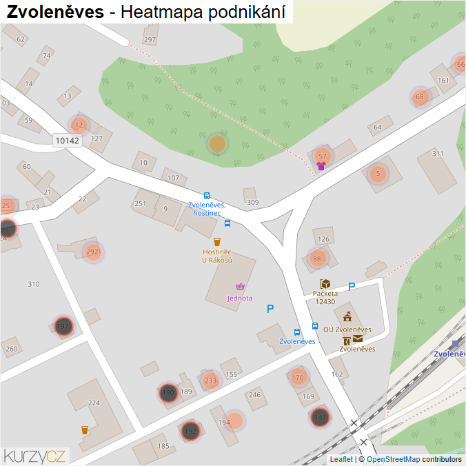 Mapa Zvoleněves - Firmy v obci.