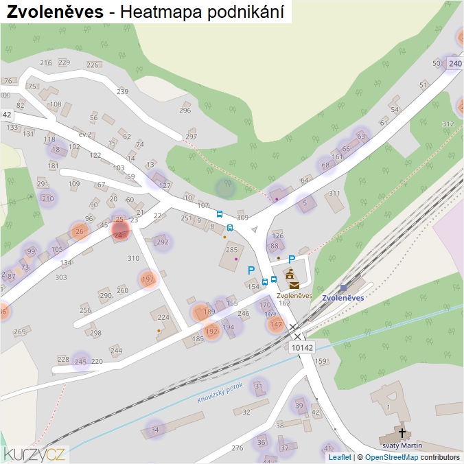 Mapa Zvoleněves - Firmy v části obce.