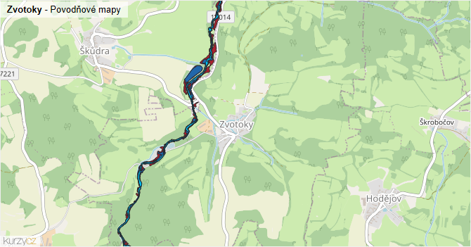 Zvotoky - záplavové mapy stoleté vody