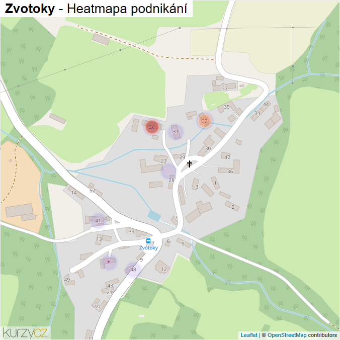 Mapa Zvotoky - Firmy v části obce.