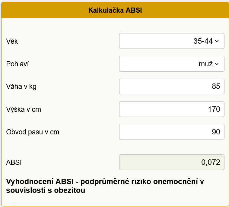 Kalkulačka ABSI - Body Shape Index: Výpočet ABSI | Kurzy.cz