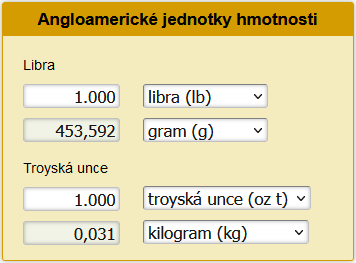 Angloamerick jednotky hmotnosti