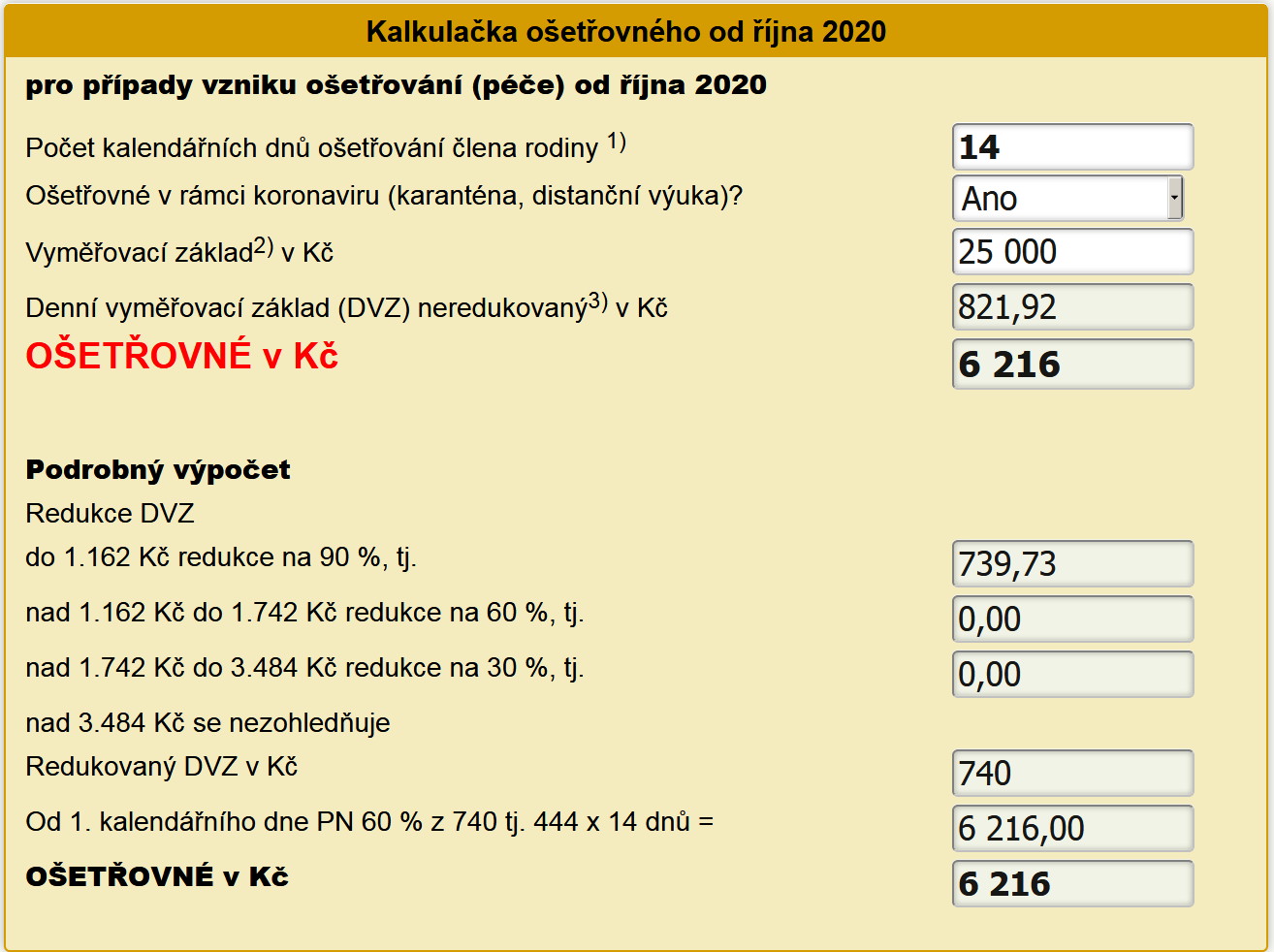 Kalkulaka oetovn jen 2020