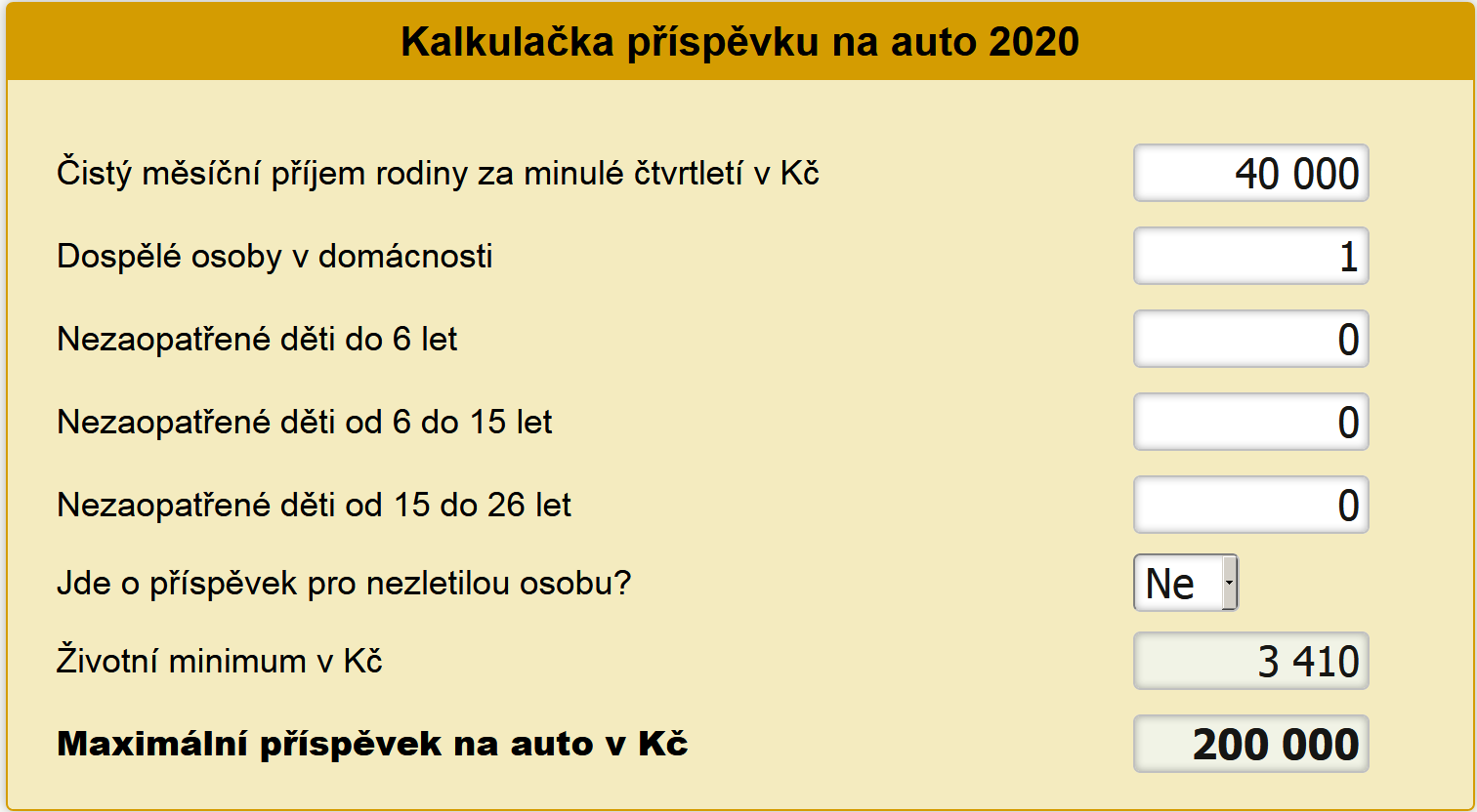 Kalkulaka pspvku na auto DO 1. 4. 2020