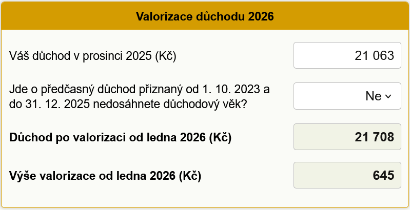 Kalkula�ka zv��en� d�chodu 2026