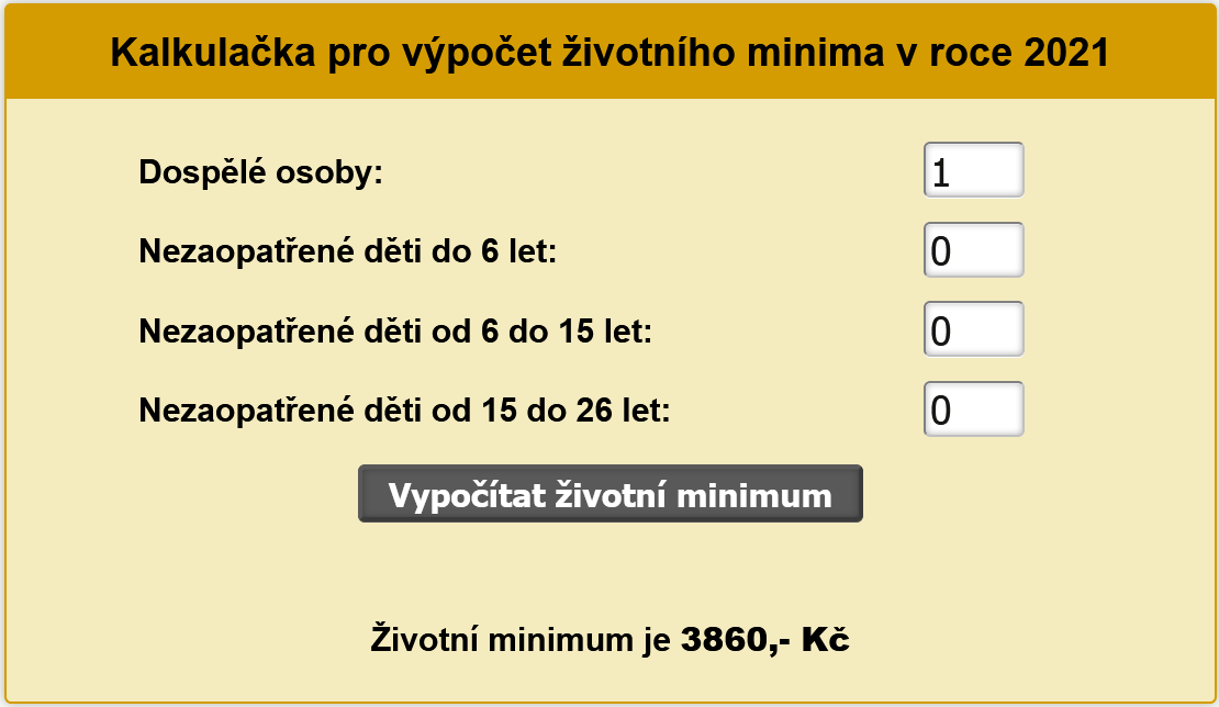 Kalkulačka životního minima