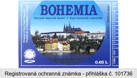 BOHEMIA Natural mineral water . Eau minérale naturelle