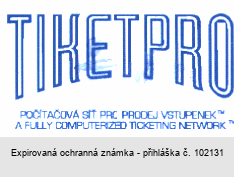 TIKETPRO POČÍTAČOVÁ SÍŤ PRO PRODEJ VSTUPENEK A FULLY COMPUTERIZED TICKETING NETWORK