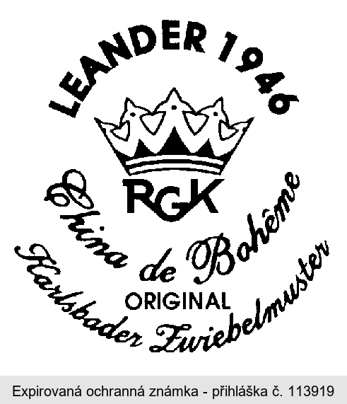 LEANDER 1946 RGK China de Boheme ORIGINAL Karlsbader Zwiebelmuster