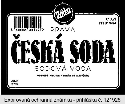 Zátka PRAVÁ ČESKÁ SODA SODOVÁ VODA