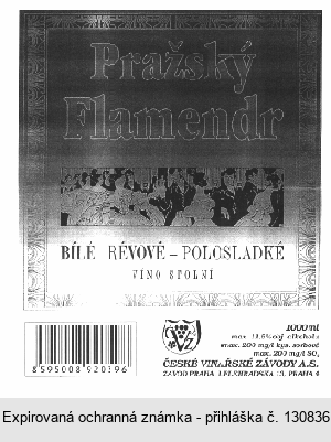 Pražský Flamendr ČERVENÉ RÉVOVÉ - POLOSLADKÉ VÍNO STOLNÍ ČVZ