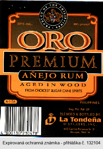 ORO PREMIUM ANEJO RUM AGEDIN WOOD