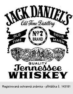 JACK DANIEL'S Old Time Distillery No.7 BRAND OLD TIME SOUR MASH QAULITY Tennesse WHISKEY