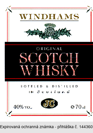 WINDHAMS ORIGINAL SCOTCH WHISKY BOTTLED & DISTILLED IN Scotland JC