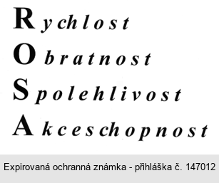 ROSA Rychlost Obratnost Spolehlivost Akceschopnost