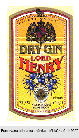 DRY GIN LORD HENRY STAROREŽNÁ PROSTĚJOV