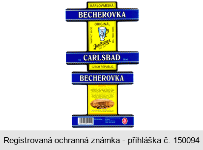 KARLOVARSKÁ BECHEROVKA ORIGINÁL JB Jan Becher EST. 1807 CARLSBAD CZECH REPUBLIC