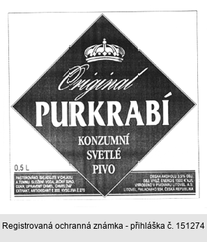 original PURKRABÍ KONZUMNÍ SVETLÉ PIVO