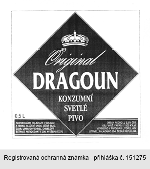 Original DRAGOUN KONZUMNÍ SVETLÉ PIVO