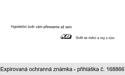 Hypoteční úvěr vám přineseme až sem KB Svět se mění a my s ním