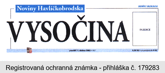 Noviny Havlíčkobrodska VYSOČINA DENÍKY MORAVIA INZERCE