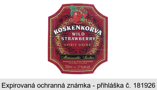 KOSKENKORVA WILD STRAWBERRY SPIRIT DRINK