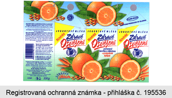 Novinka, JOGURTOVÉ MLÉKO, Zdravé Osvěžení, pomeranč karotka s vlákninou + probiotická kultura