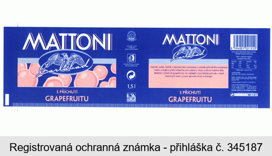 MATTONI Carlsbad S PŘÍGUTÍ GRAPEFRUITU