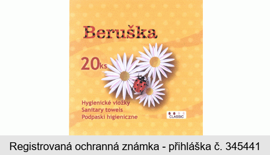 Beruška 20ks Hygienické vložky Sanitary towels Podpaski higieniczne