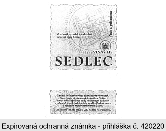 SEDLEC, vína s původem