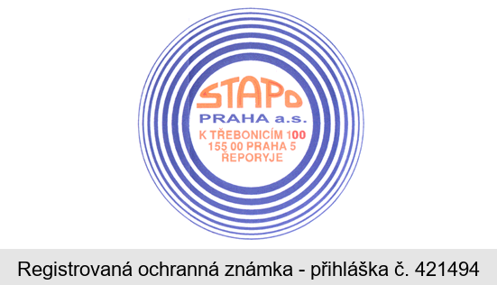 STAPO PRAHA a. s. K TŘEBONICÍM 100 155 00 PRAHA 5 ŘEPORYJE