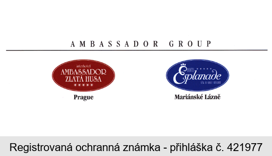 AMBASSADOR GROUP  interhotel AMBASSADOR ZLATÁ HUSA Prague  hotel Esplanade Mariánské lázně