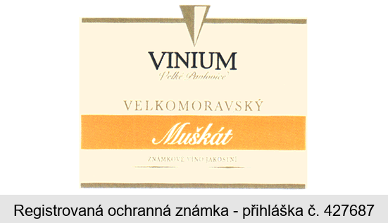 VINIUM Velké Pavlovice VELKOMORAVSKÝ Muškát ZNÁMKOVÉ VÍNO JAKOSTNÍ