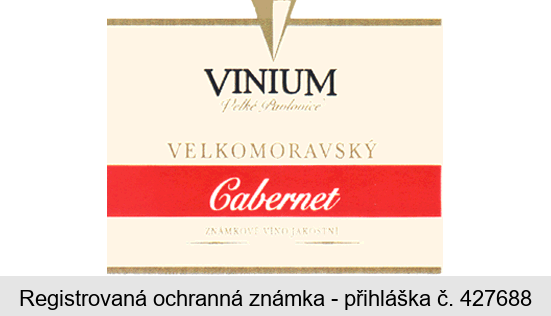 VINIUM Velké Pavlovice VELKOMORAVSKÝ Cabernet ZNÁMKOVÉ VÍNO JAKOSTNÍ